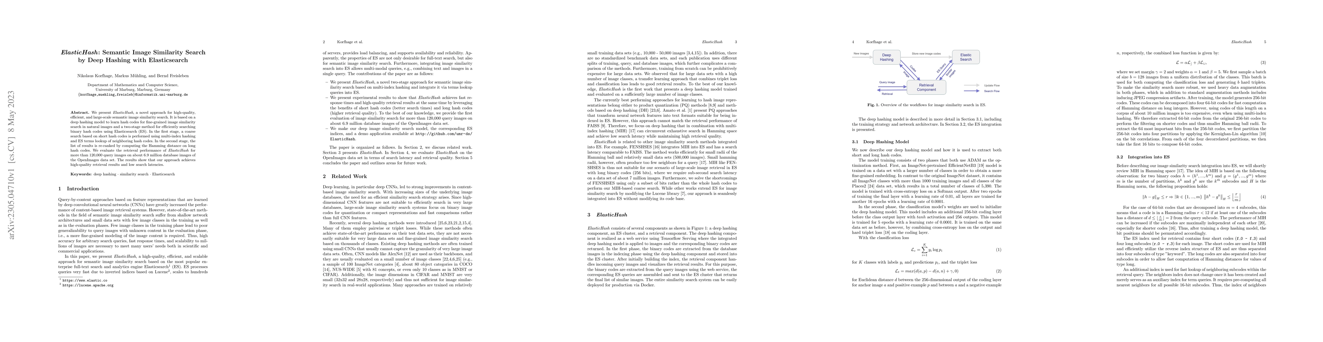 Thumbnail for ElasticHash: Semantic Image Similarity Search by Deep Hashing with
  Elasticsearch