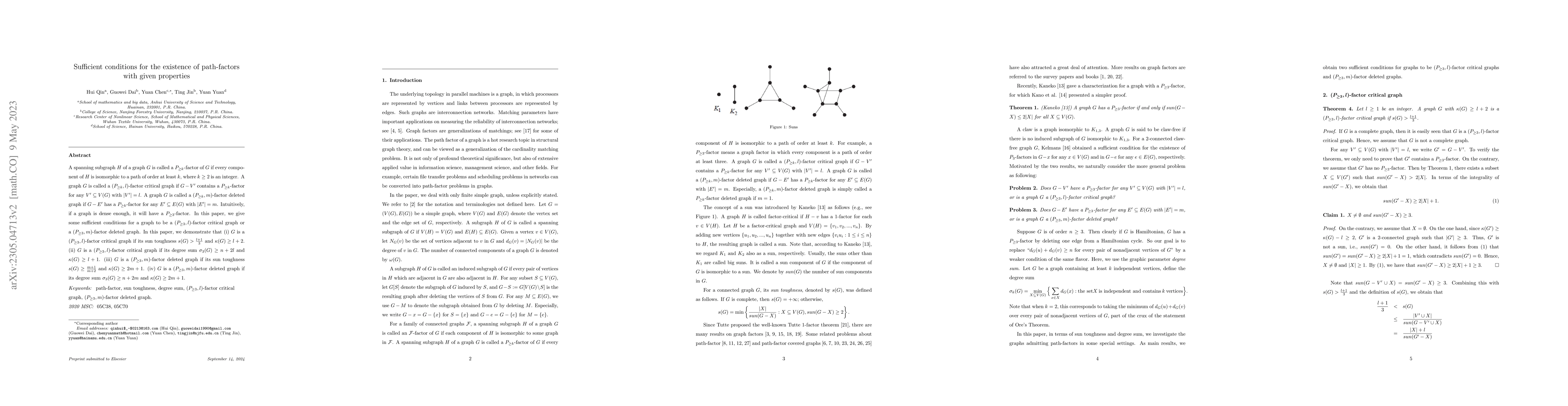 Thumbnail for Sufficient conditions for the existence of path-factors with given
  properties