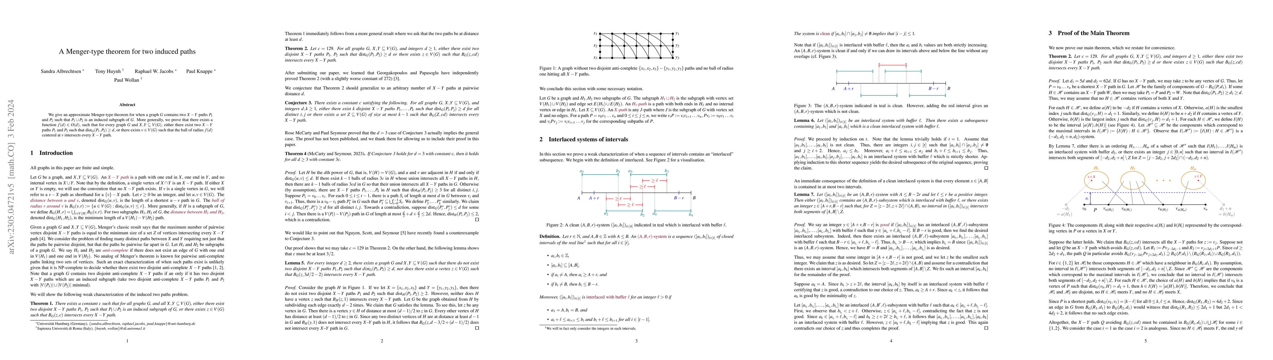 Thumbnail for A Menger-type theorem for two induced paths