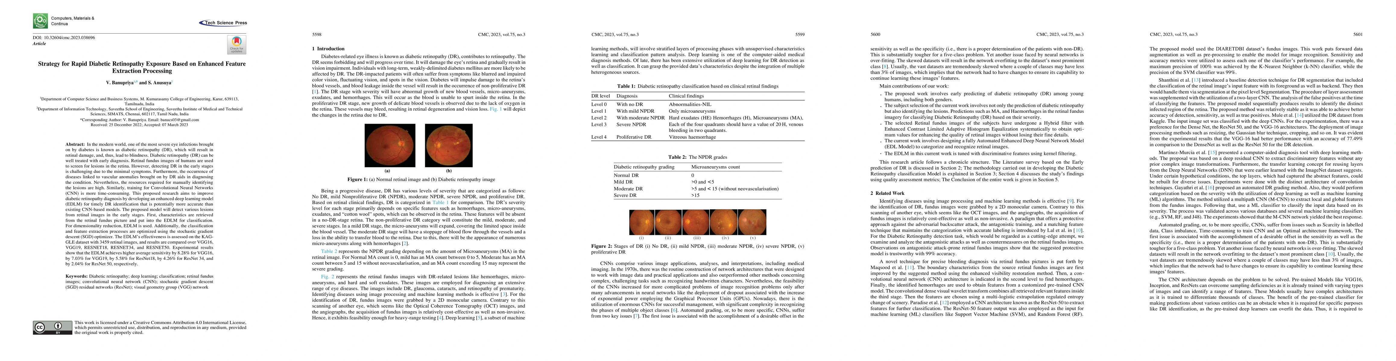 Thumbnail for Strategy for Rapid Diabetic Retinopathy Exposure Based on Enhanced
  Feature Extraction Processing