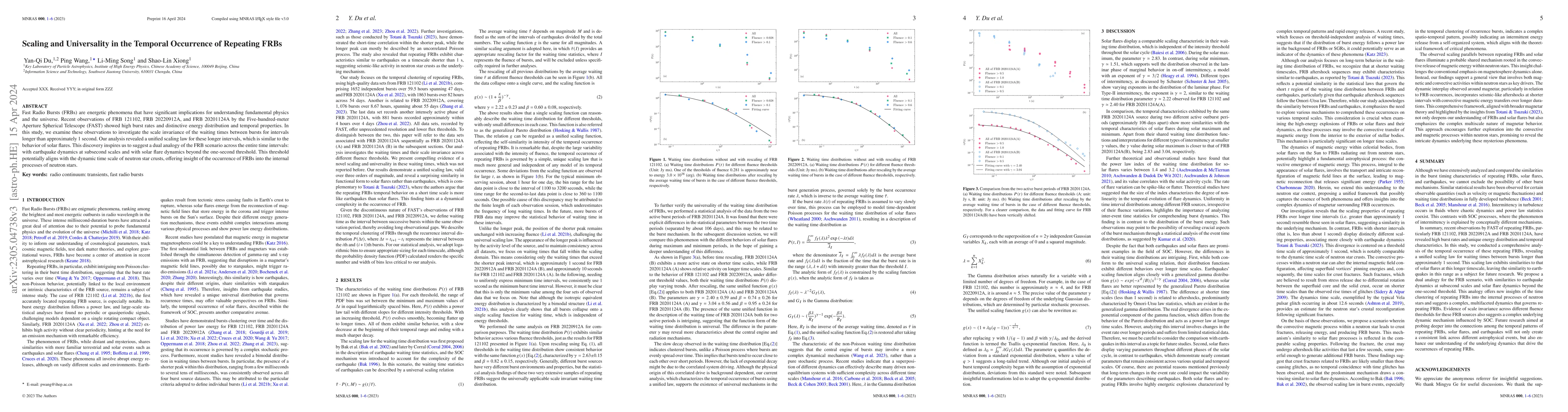 Thumbnail for Scaling and Universality in the Temporal Occurrence of Repeating FRBs