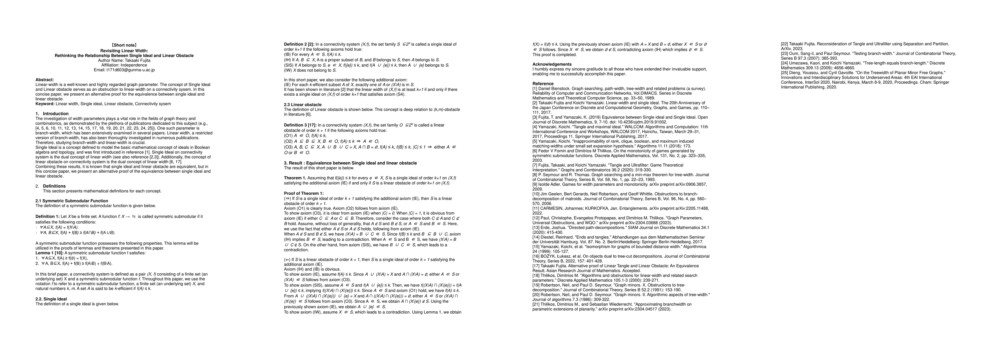 Thumbnail for Shote note:Revisiting Linear Width: Rethinking the Relationship Between
  Single Ideal and Linear Obstacle