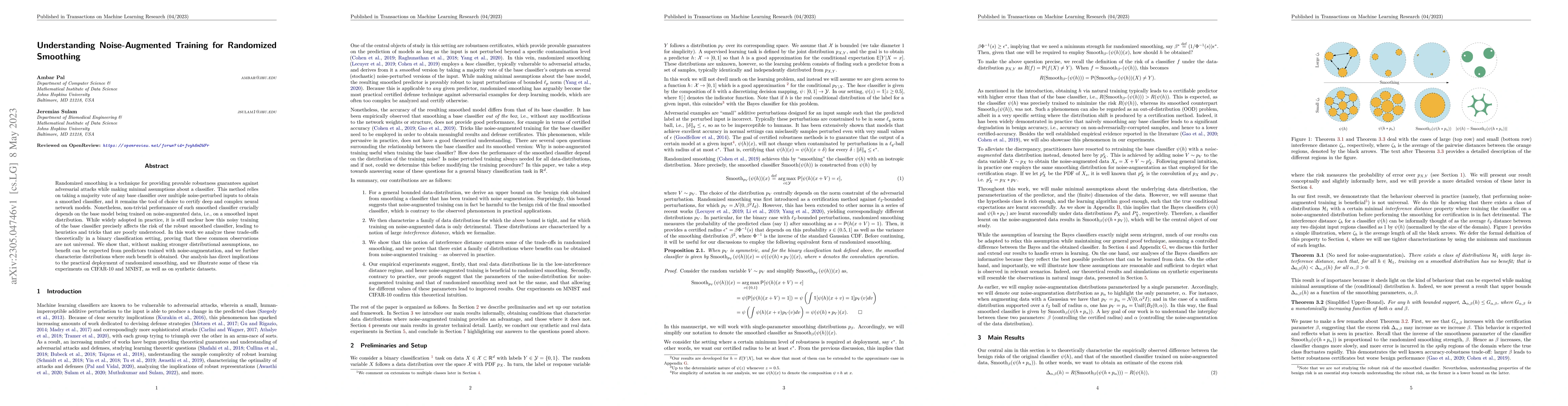 Thumbnail for Understanding Noise-Augmented Training for Randomized Smoothing