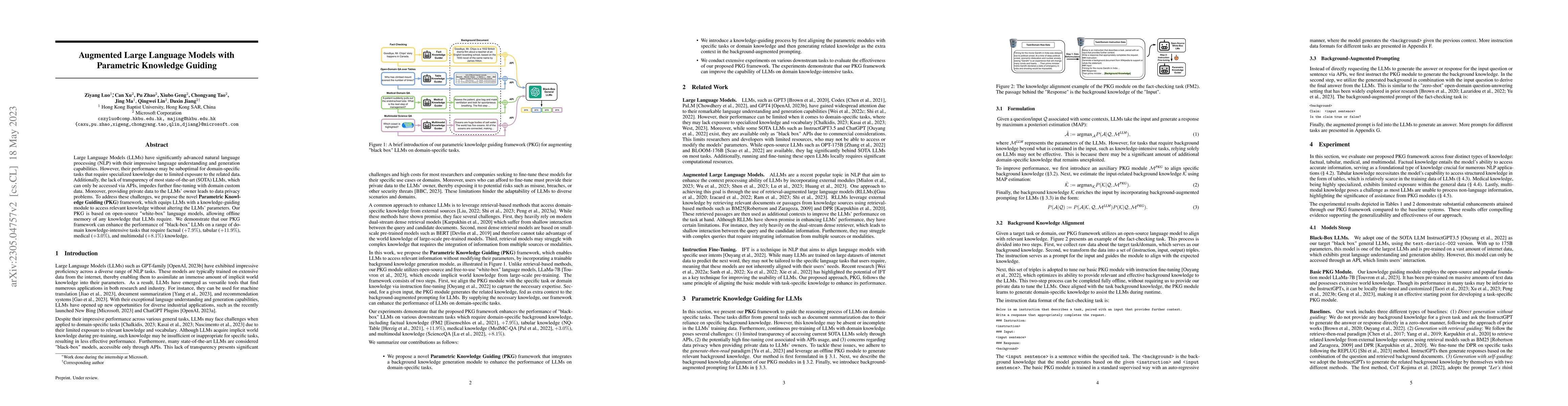 Thumbnail for Augmented Large Language Models with Parametric Knowledge Guiding