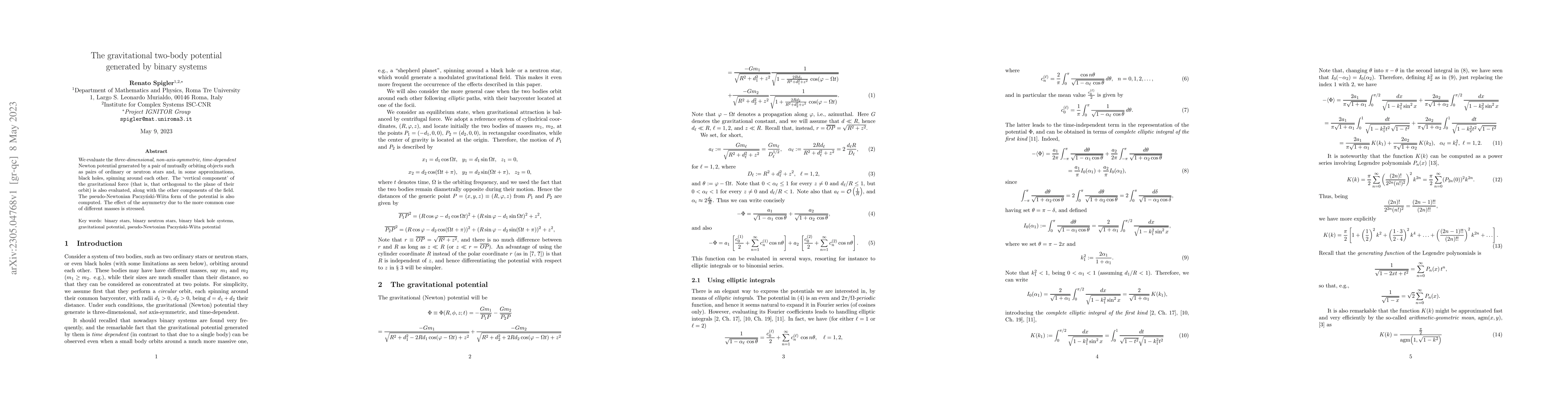 Thumbnail for The gravitational two-body potential generated by binary systems