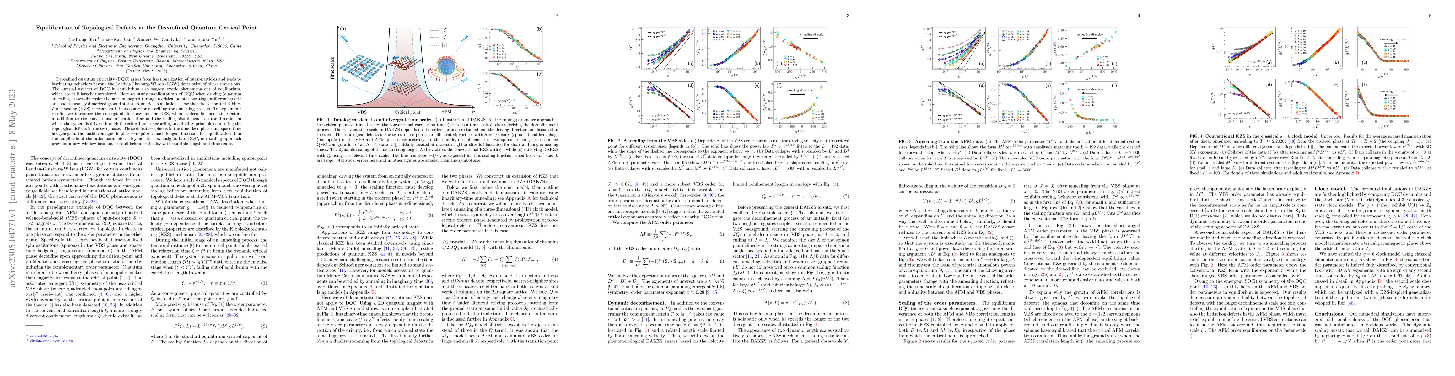 Thumbnail for Equilibration of Topological Defects at the Deconfined Quantum Critical
  Point