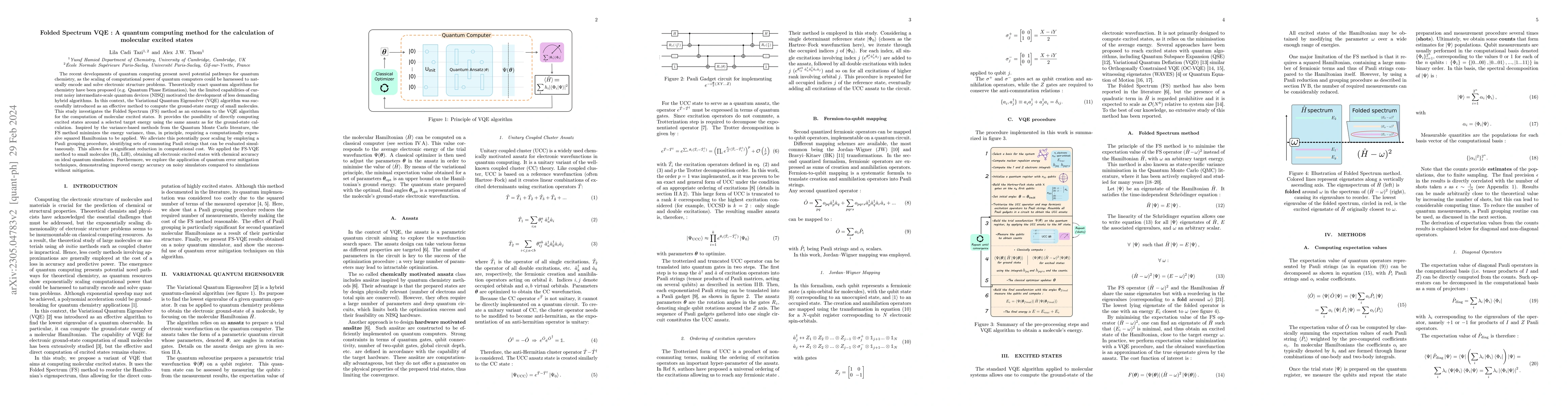 Thumbnail for Folded Spectrum VQE : A quantum computing method for the calculation of
  molecular excited states