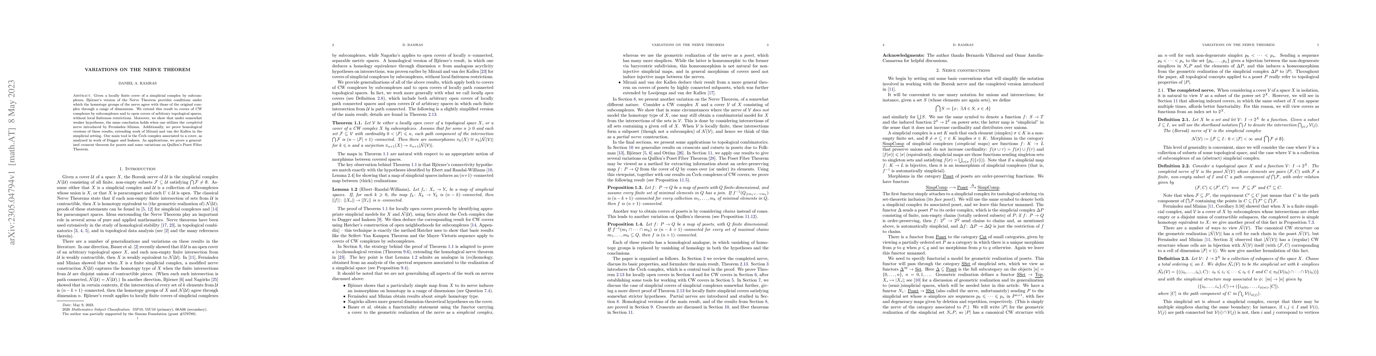 Thumbnail for Variations on the nerve theorem