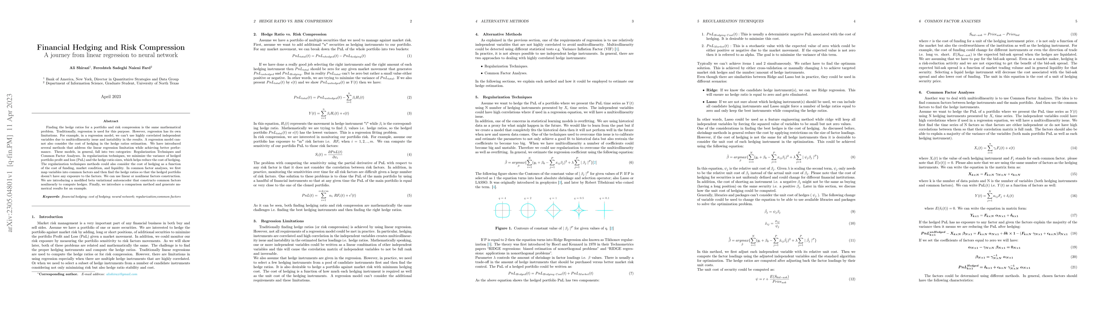 Thumbnail for Financial Hedging and Risk Compression, A journey from linear regression
  to neural network