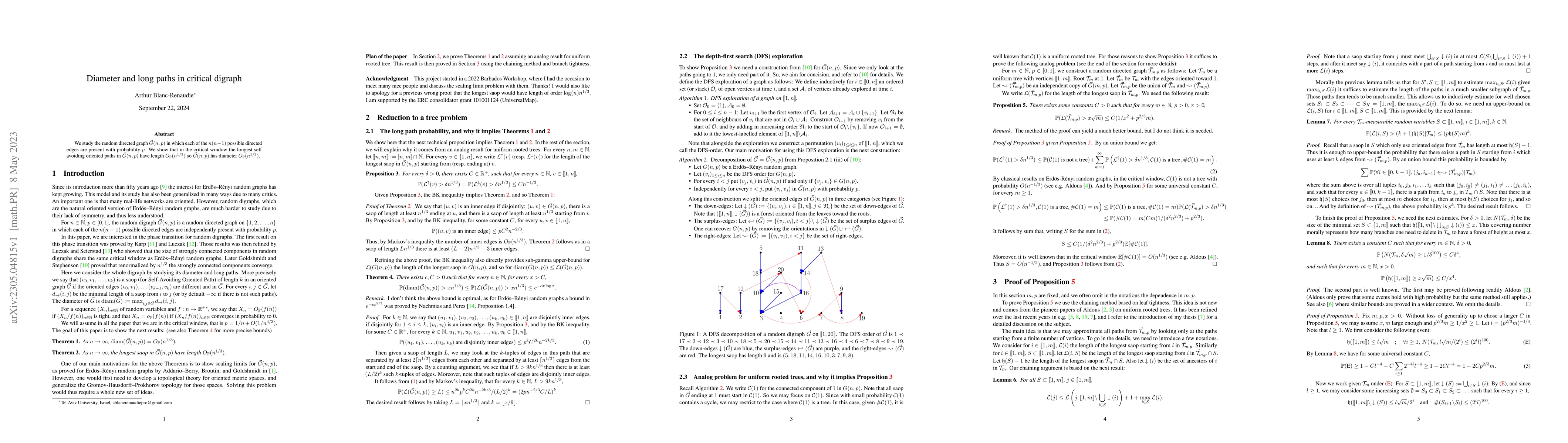 Thumbnail for Diameter and long paths in critical digraph