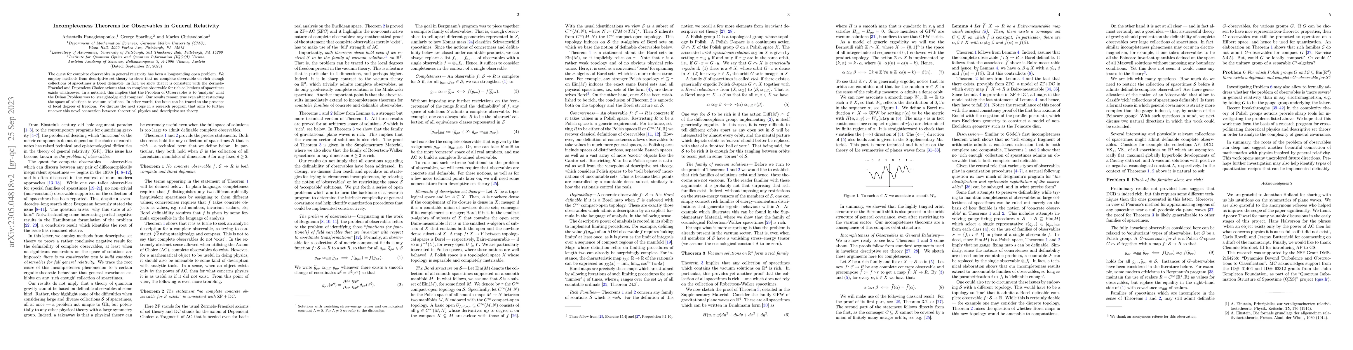 Thumbnail for Incompleteness Theorems for Observables in General Relativity