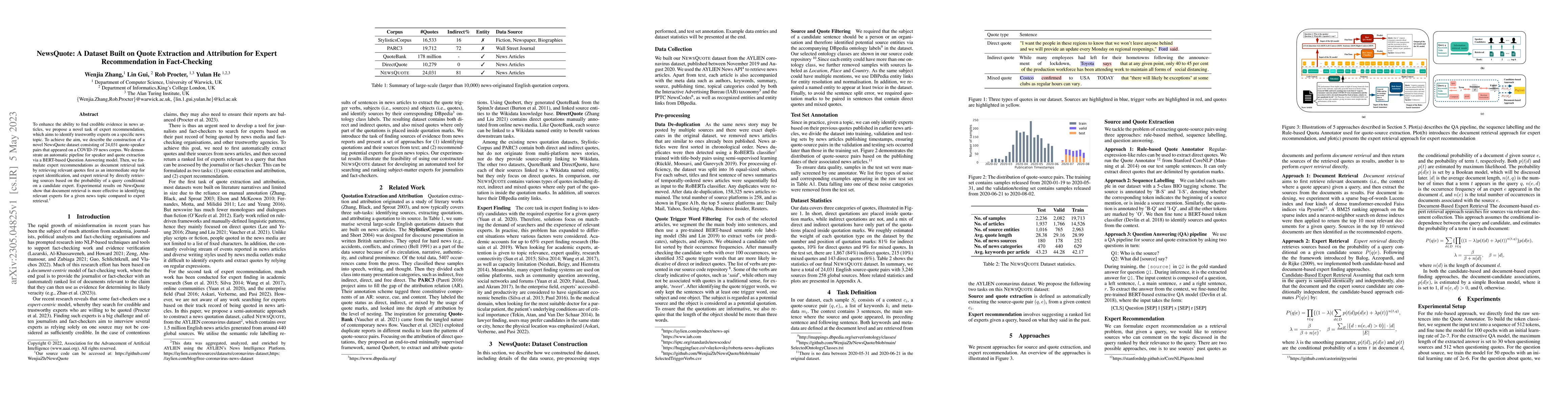 Thumbnail for NewsQuote: A Dataset Built on Quote Extraction and Attribution for
  Expert Recommendation in Fact-Checking
