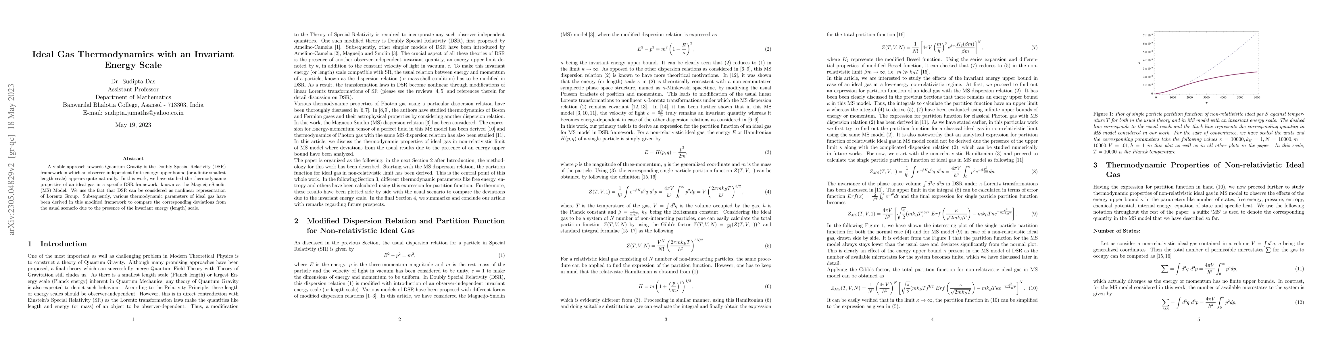 Thumbnail for Ideal Gas Thermodynamics with an Invariant Energy Scale