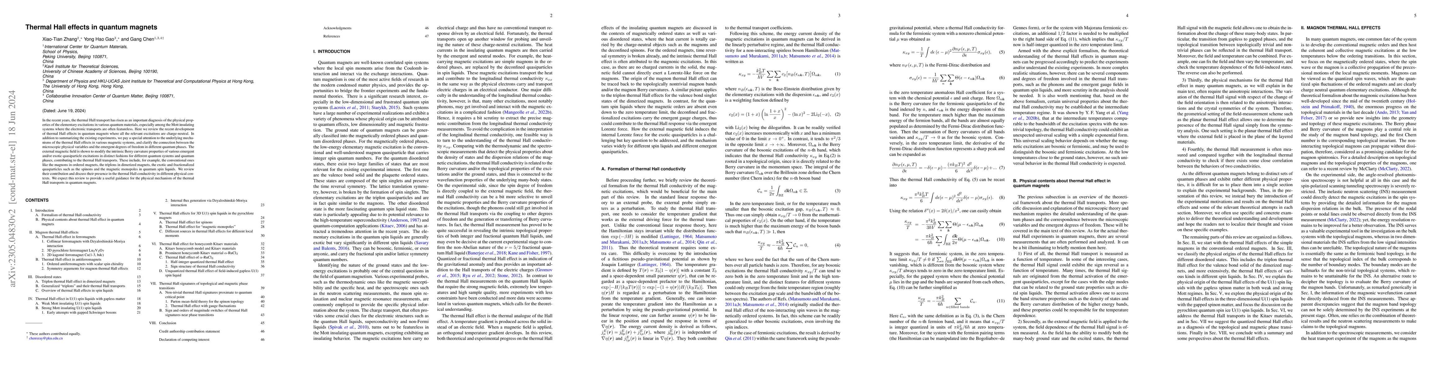 Thumbnail for Thermal Hall effects in quantum magnets
