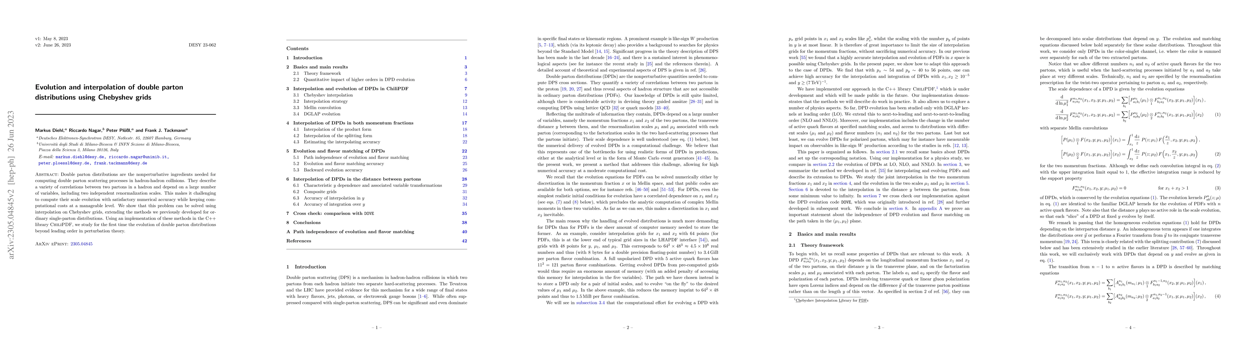 Thumbnail for Evolution and interpolation of double parton distributions using
  Chebyshev grids