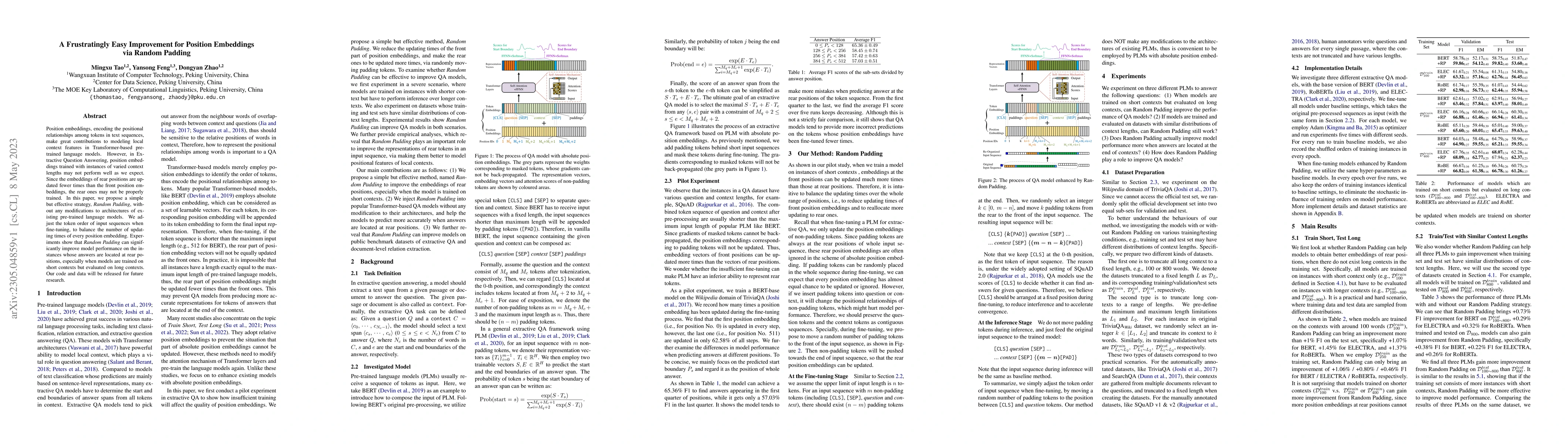 Thumbnail for A Frustratingly Easy Improvement for Position Embeddings via Random
  Padding