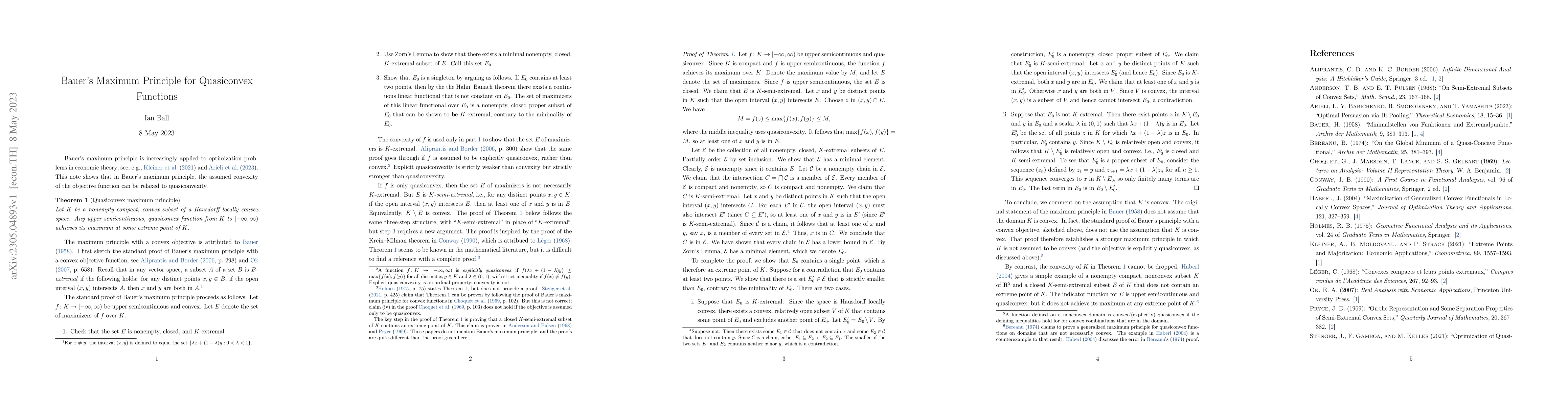 Thumbnail for Bauer's Maximum Principle for Quasiconvex Functions