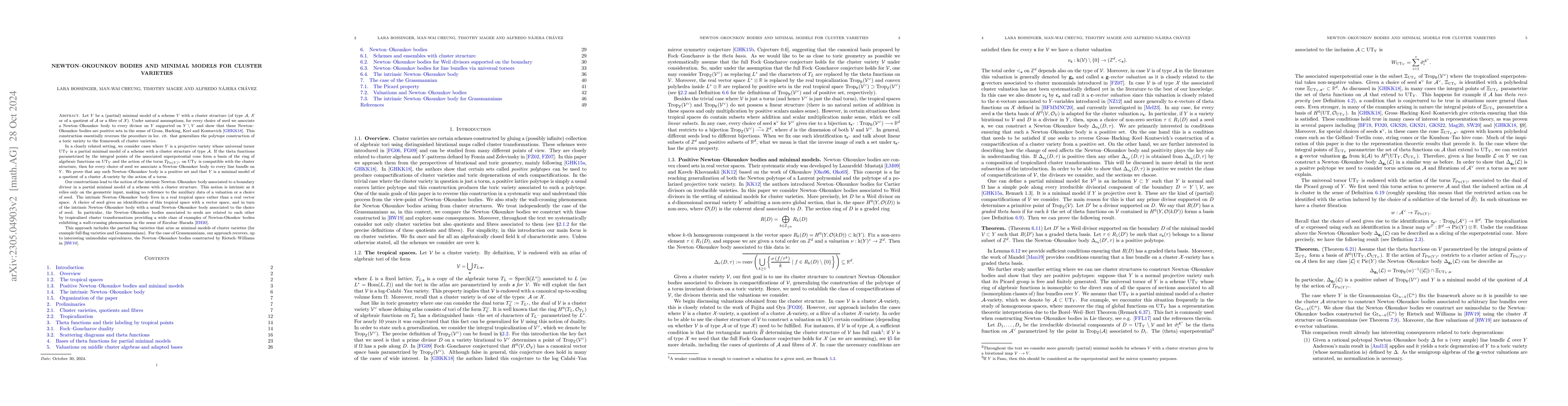 Thumbnail for Newton--Okounkov bodies and minimal models for cluster varieties