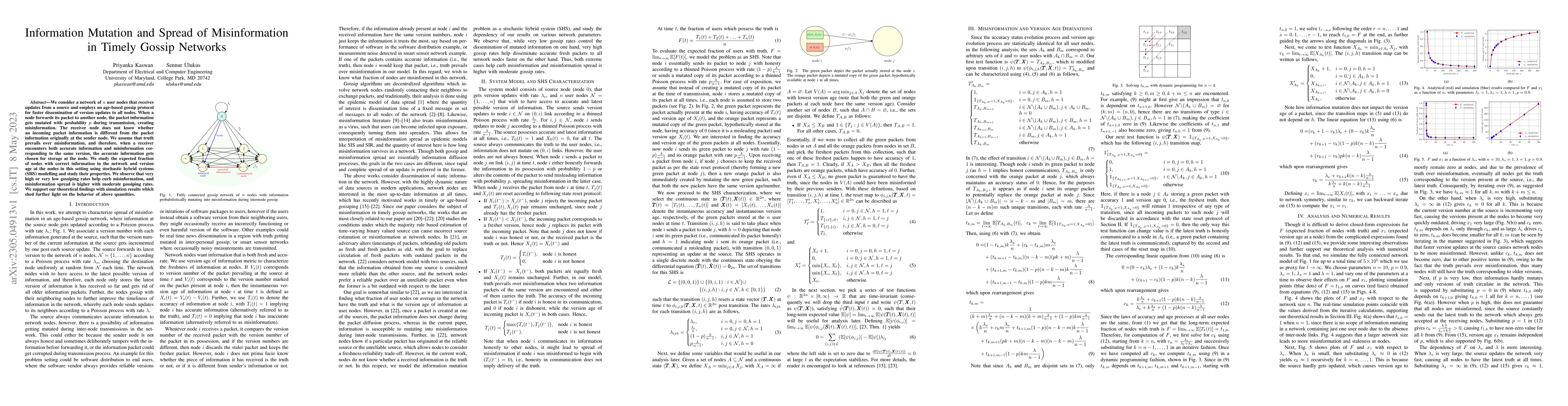 Thumbnail for Information Mutation and Spread of Misinformation in Timely Gossip
  Networks