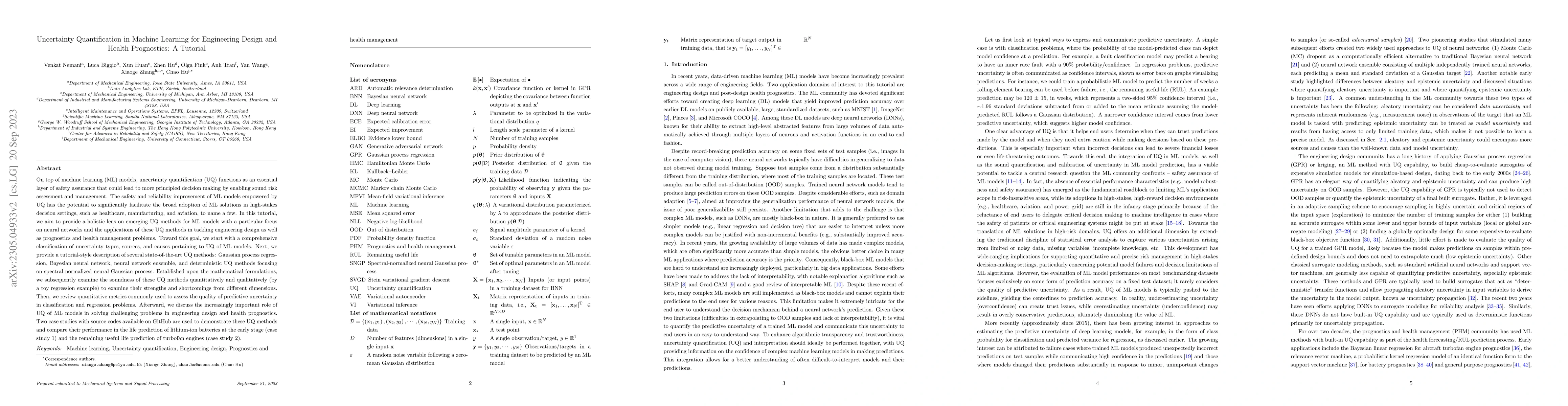 Thumbnail for Uncertainty Quantification in Machine Learning for Engineering Design
  and Health Prognostics: A Tutorial