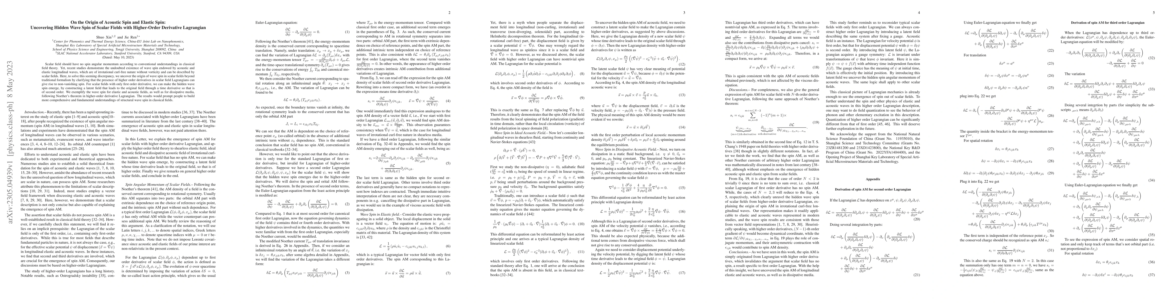 Thumbnail for On the Origin of Acoustic Spin and Elastic Spin: Uncovering Hidden Wave
  Spin of Scalar Fields with Higher-Order Derivative Lagrangian