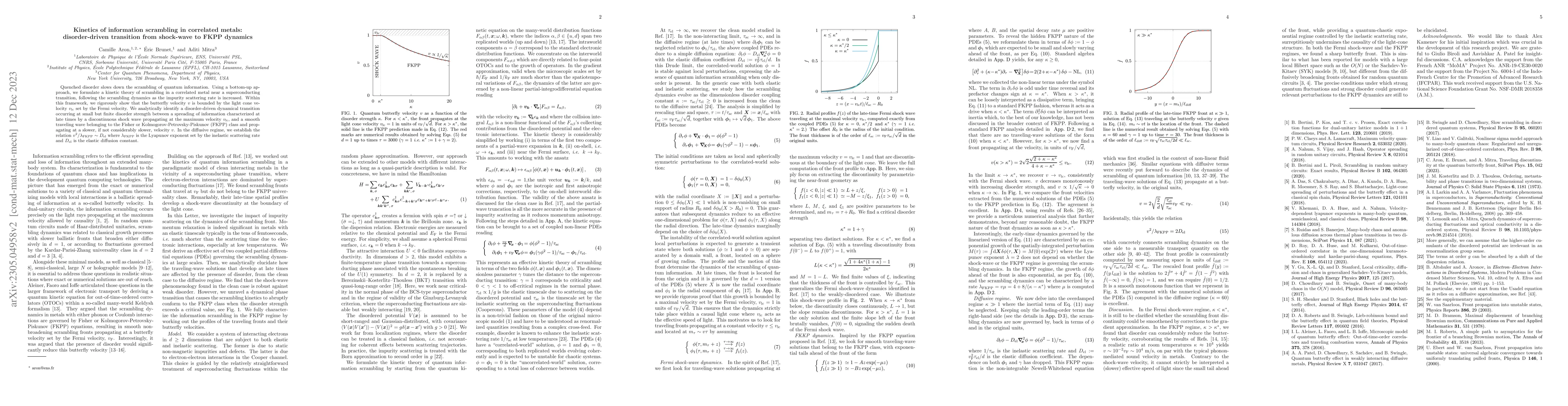 Thumbnail for Kinetics of information scrambling in correlated electrons:
  disorder-driven transition from shock-wave to FKPP dynamics