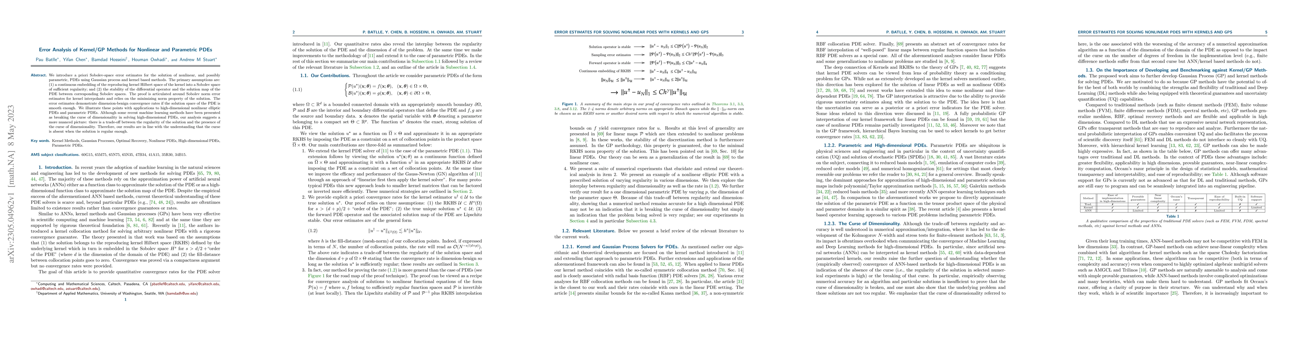 Thumbnail for Error Analysis of Kernel/GP Methods for Nonlinear and Parametric PDEs