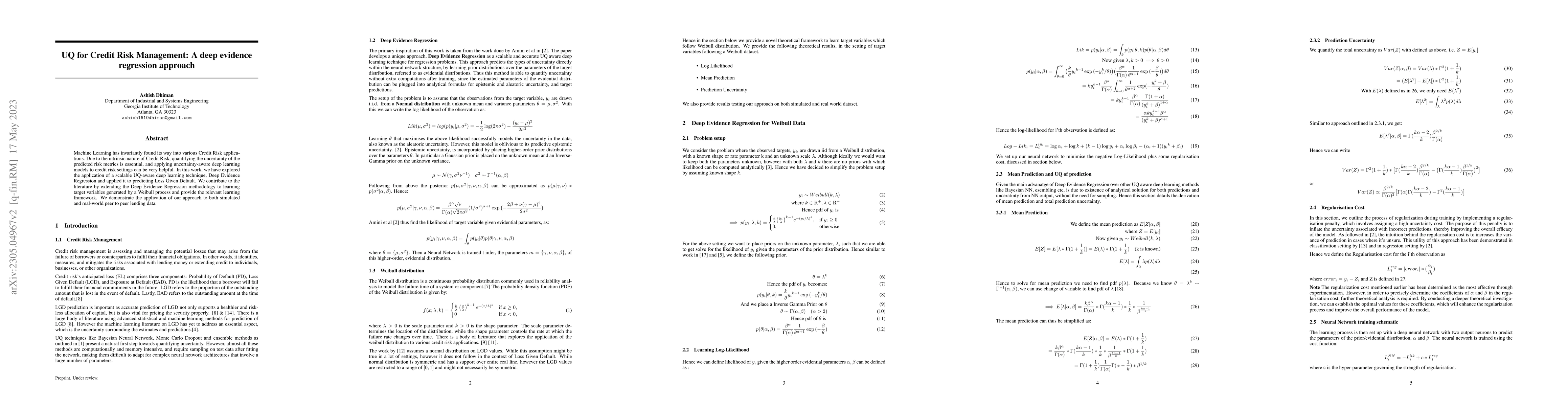 Thumbnail for UQ for Credit Risk Management: A deep evidence regression approach