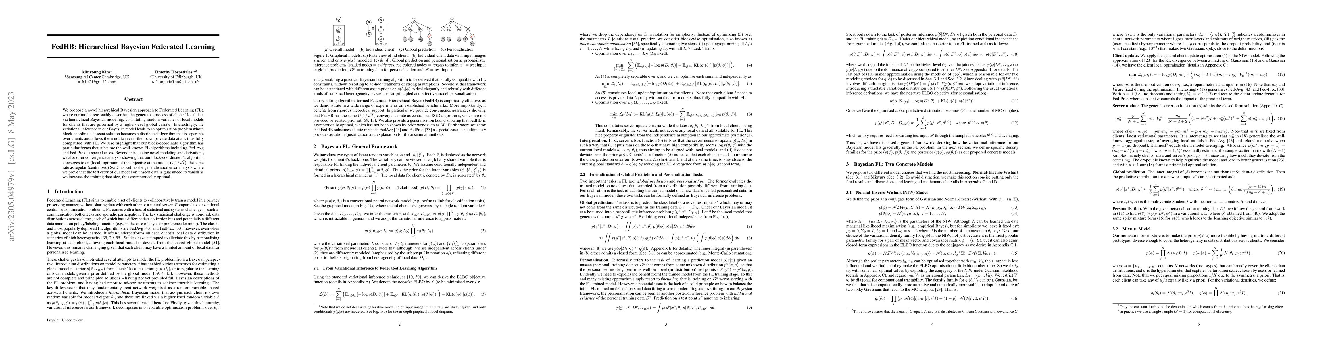 Thumbnail for FedHB: Hierarchical Bayesian Federated Learning