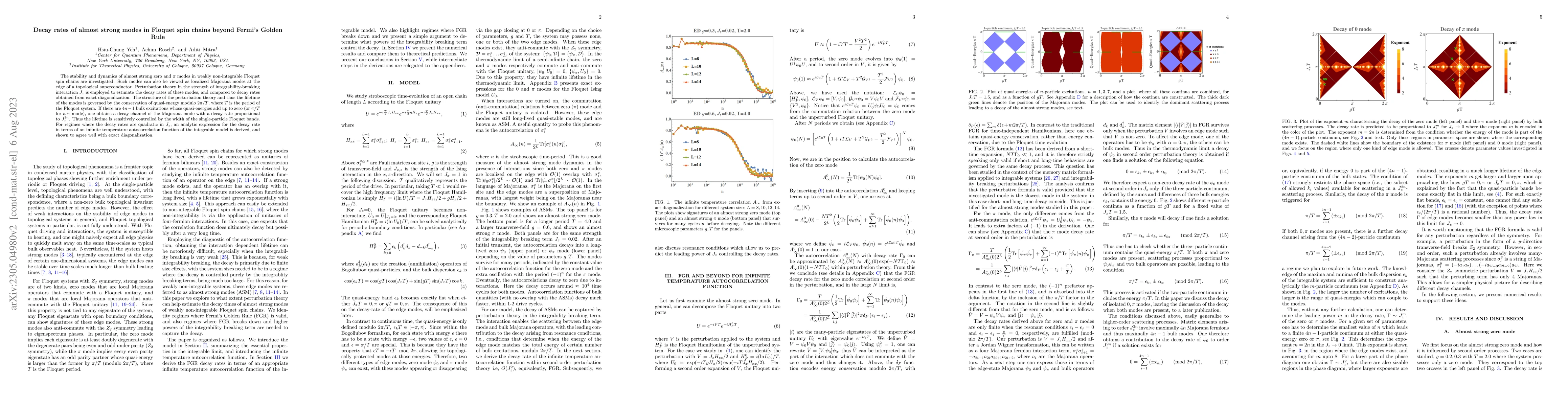 Thumbnail for Decay rates of almost strong modes in Floquet spin chains beyond Fermi's
  Golden Rule