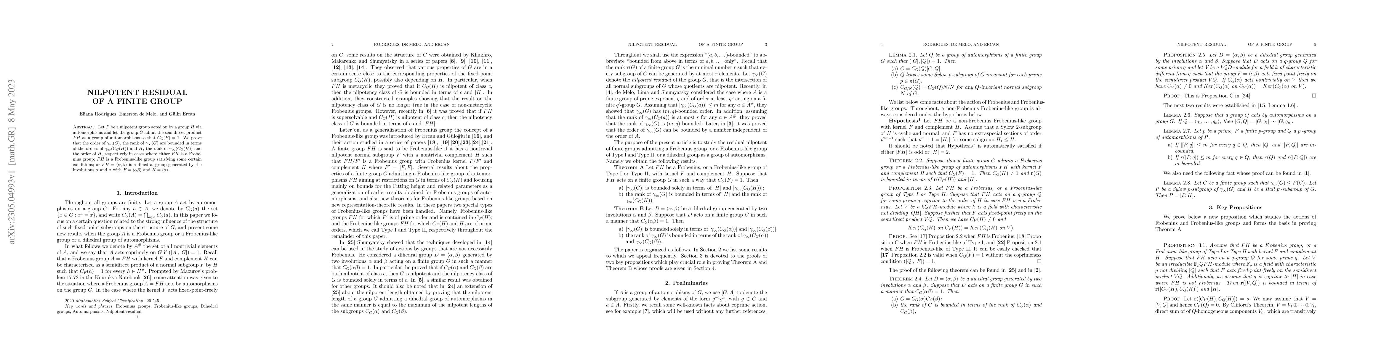 Thumbnail for Nilpotent Residual of a Finite Group