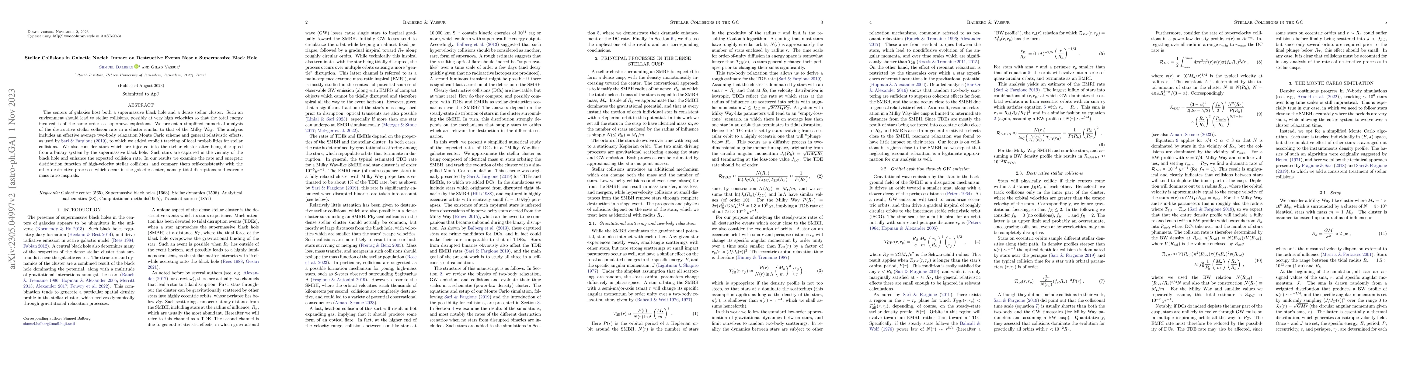 Thumbnail for Stellar Collisions in Galactic Nuclei: Impact on Destructive Events Near
  a Supermassive Black Hole