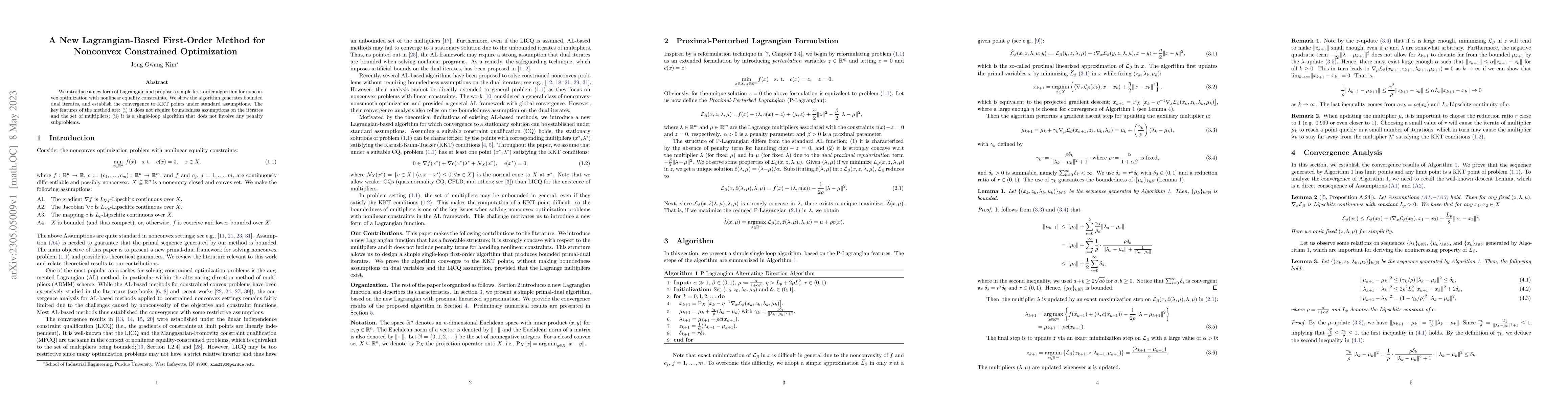 Thumbnail for A New Lagrangian-Based First-Order Method for Nonconvex Constrained
  Optimization