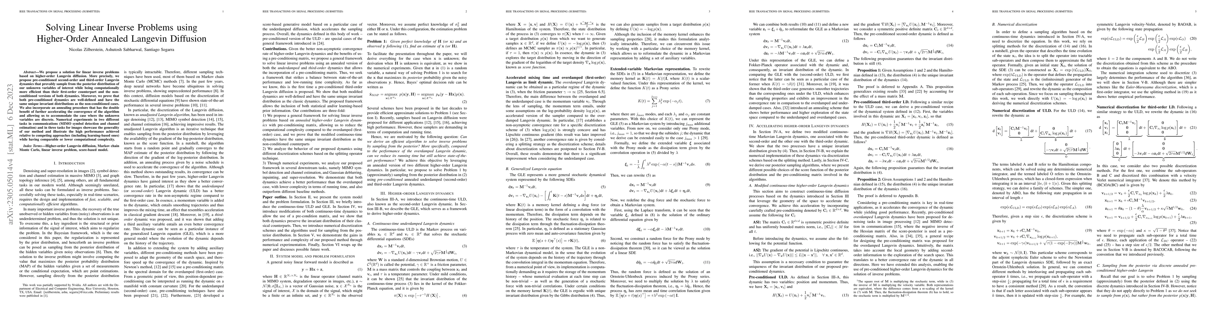 Thumbnail for Solving Linear Inverse Problems using Higher-Order Annealed Langevin
  Diffusion