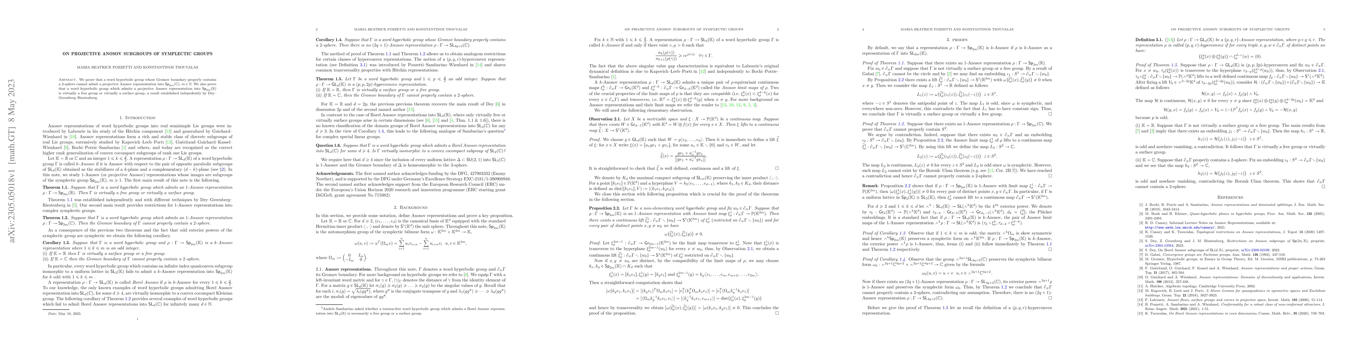 Thumbnail for On projective Anosov subgroups of symplectic groups