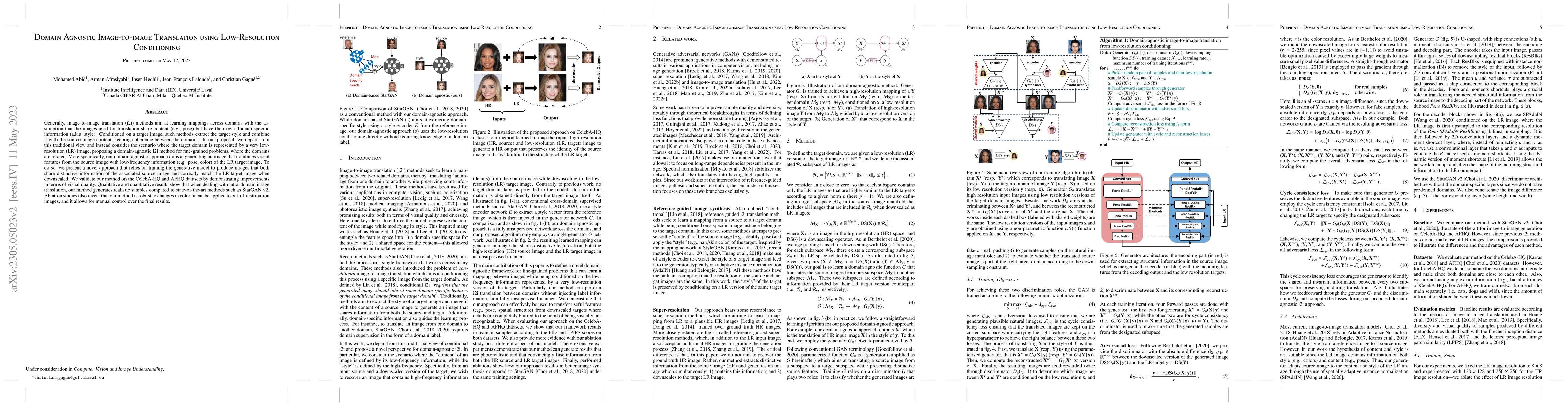Thumbnail for Domain Agnostic Image-to-image Translation using Low-Resolution
  Conditioning