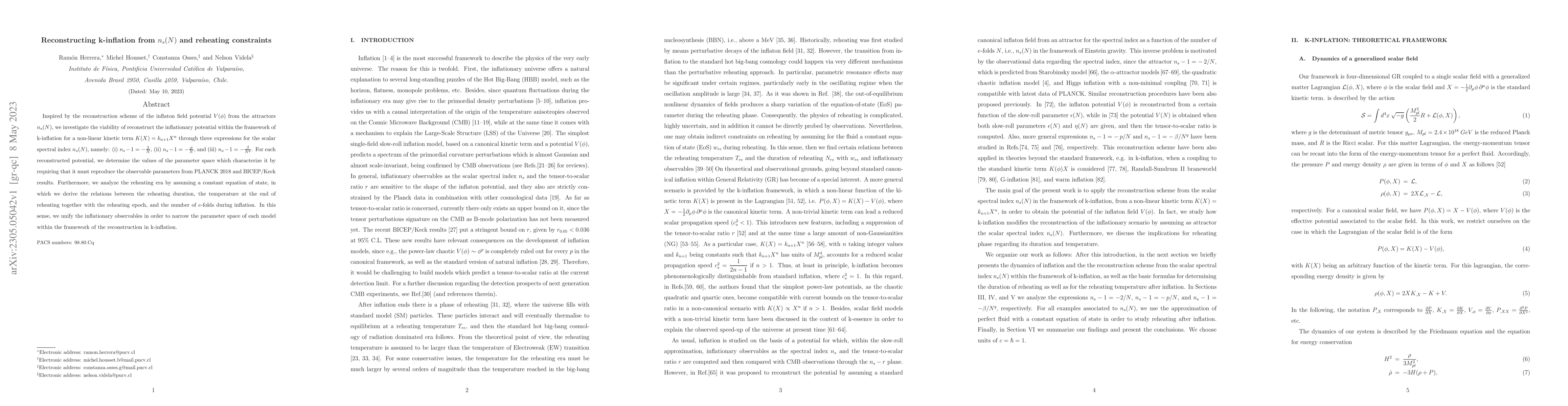 Thumbnail for Reconstructing k-inflation from $n_s(N)$ and reheating constraints