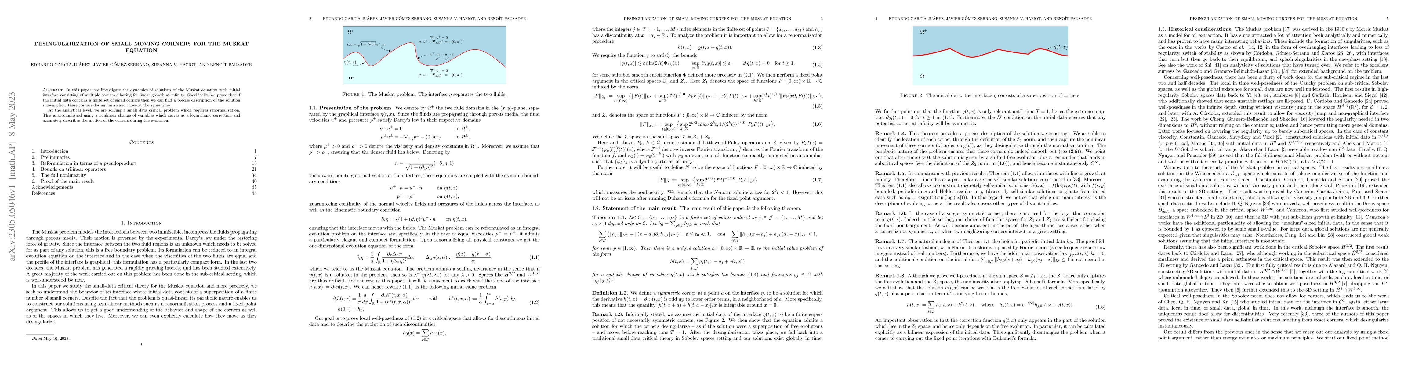 Thumbnail for Desingularization of small moving corners for the Muskat equation