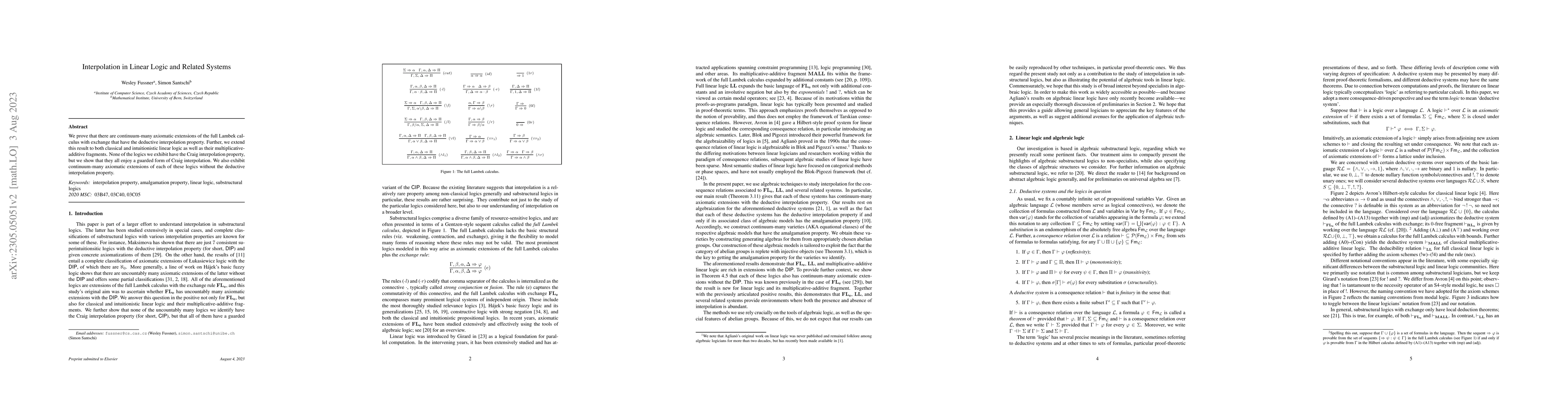 Thumbnail for Interpolation in Linear Logic and Related Systems