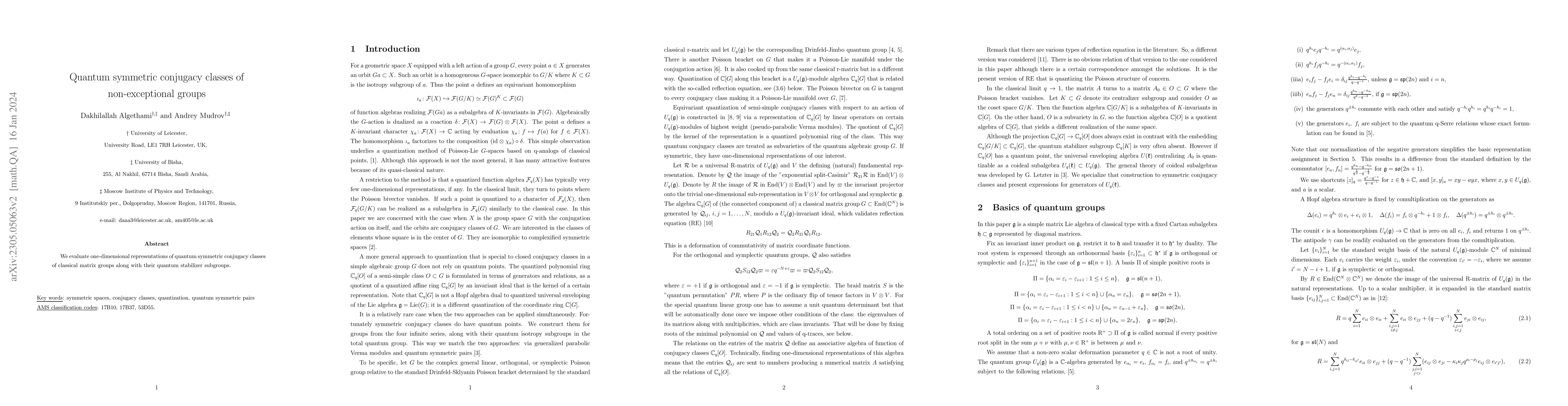 Thumbnail for Quantum symmetric conjugacy classes of non-exceptional groups