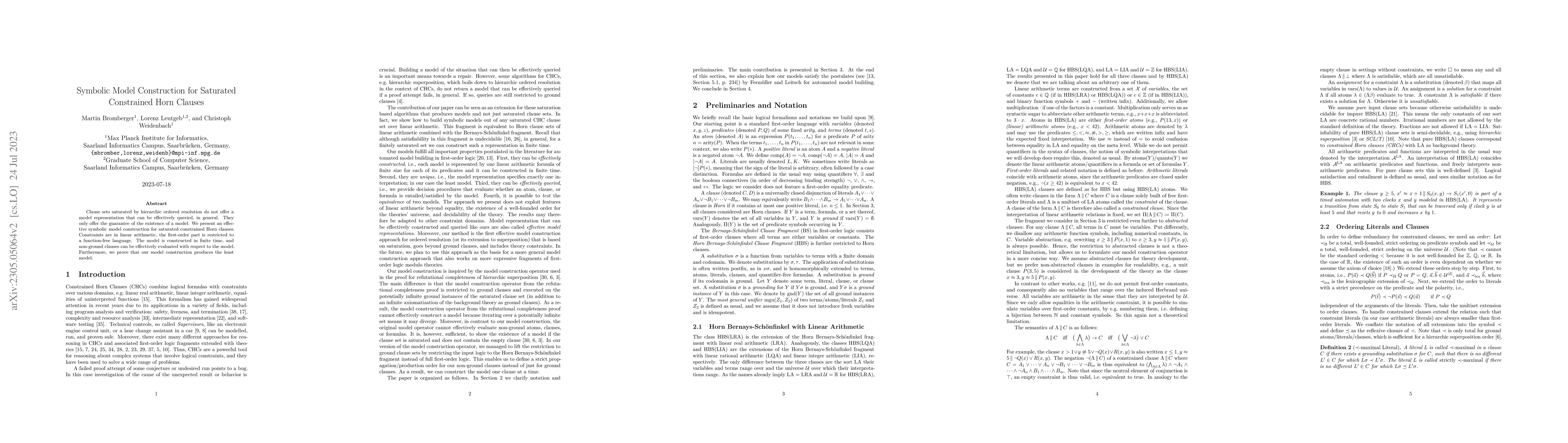 Thumbnail for Symbolic Model Construction for Saturated Constrained Horn Clauses