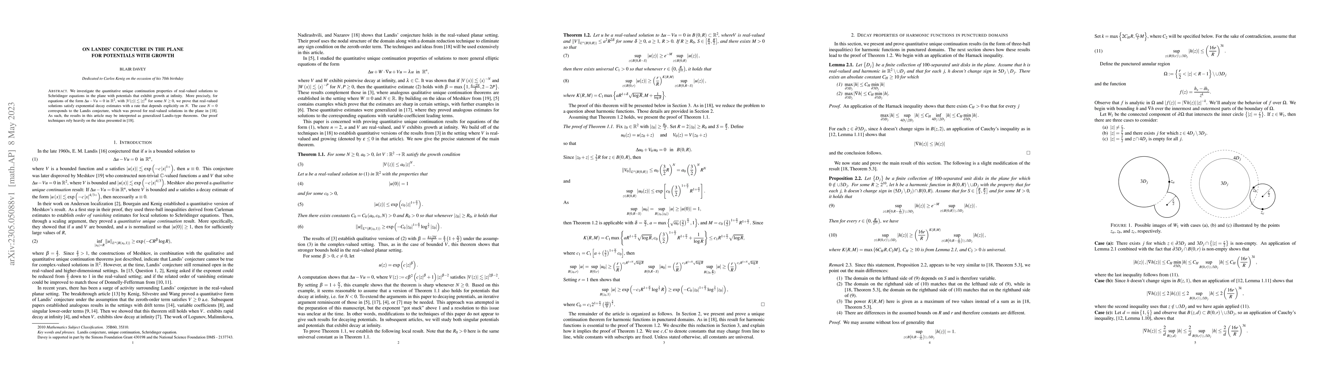 Thumbnail for On Landis' conjecture in the plane for potentials with growth