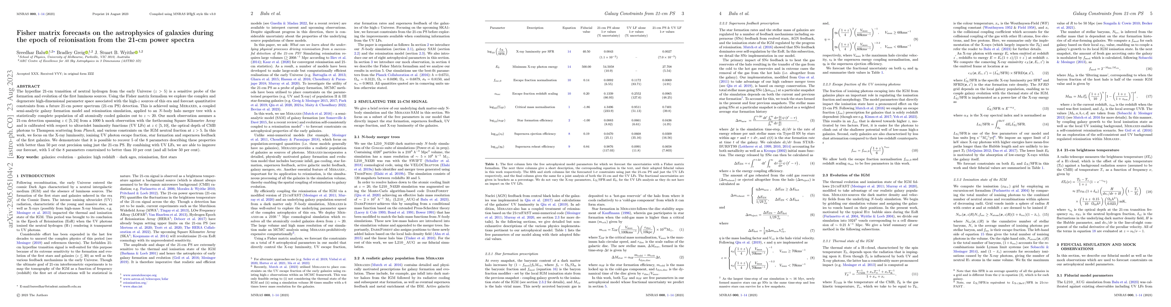 Thumbnail for Fisher matrix forecasts on the astrophysics of galaxies during the epoch
  of reionisation from the 21-cm power spectra