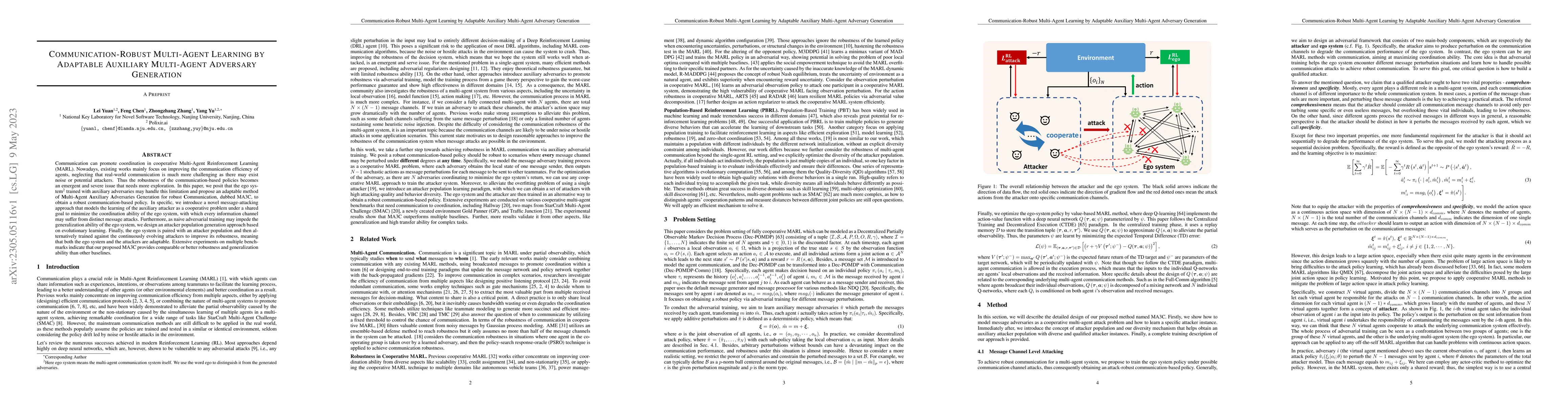 Thumbnail for Communication-Robust Multi-Agent Learning by Adaptable Auxiliary
  Multi-Agent Adversary Generation
