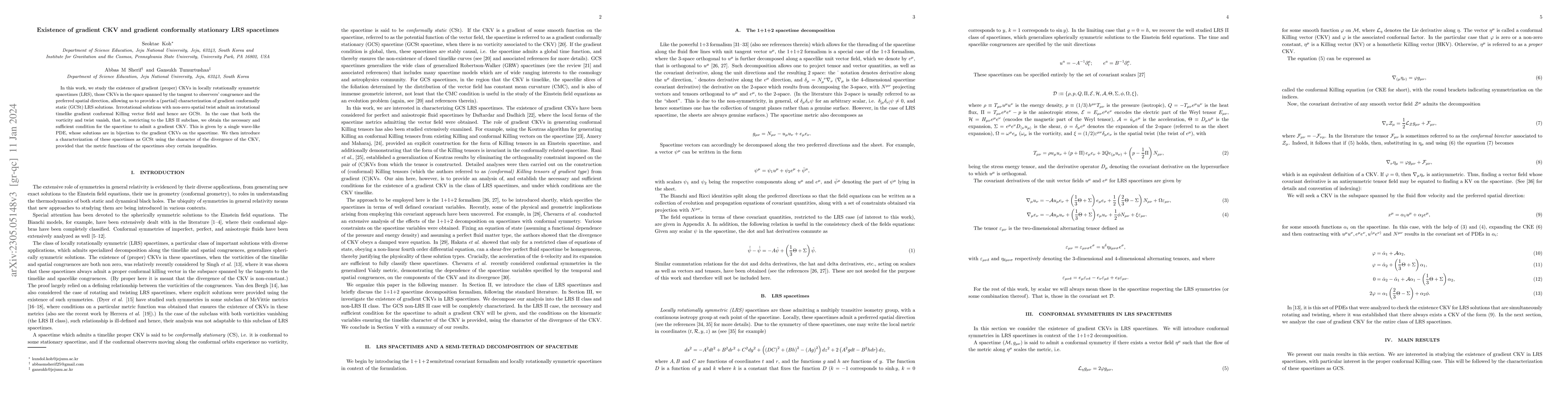 Thumbnail for Existence of gradient CKV and gradient conformally stationary LRS
  spacetimes