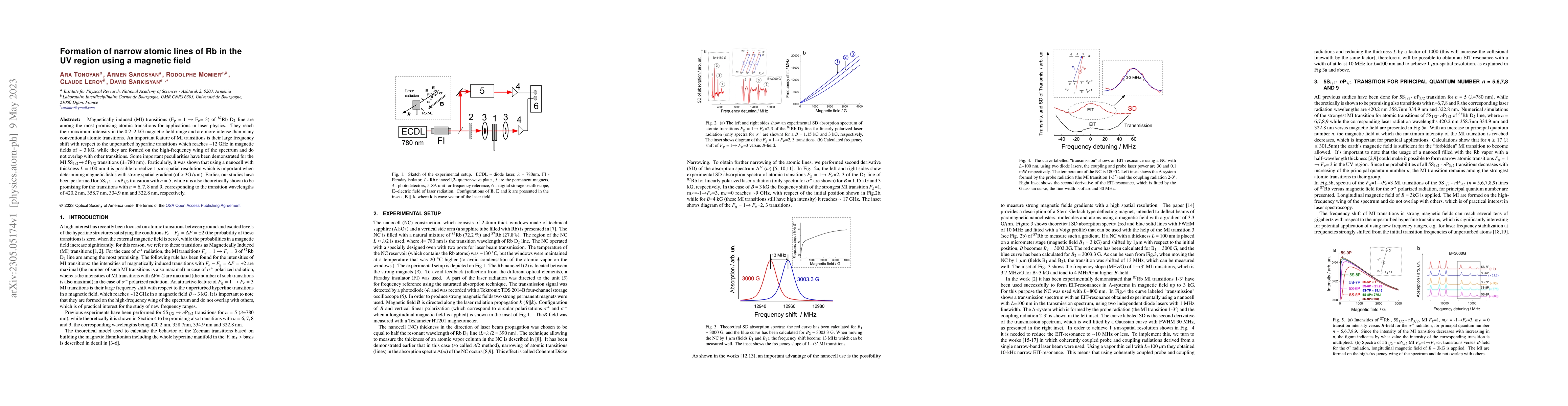 Thumbnail for Formation of narrow atomic lines of Rb in the UV region using a magnetic
  field