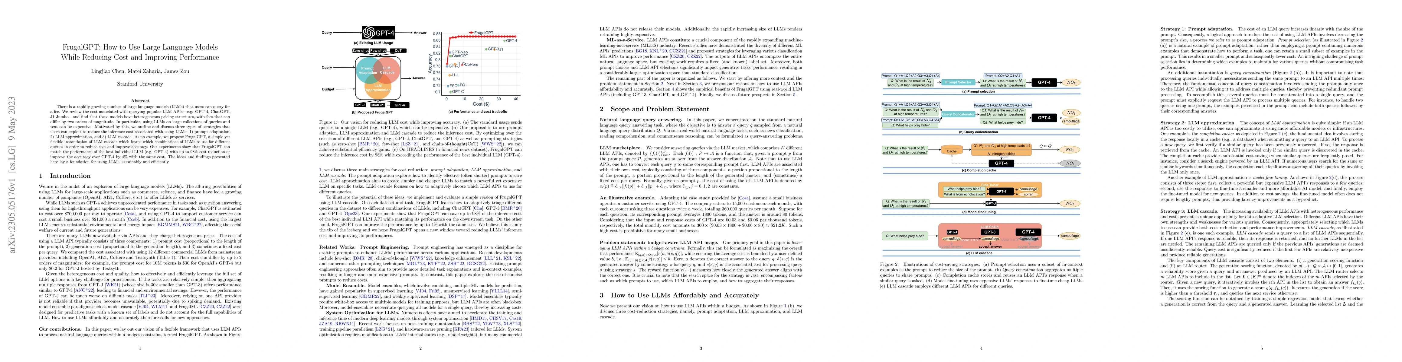 Thumbnail for FrugalGPT: How to Use Large Language Models While Reducing Cost and
  Improving Performance