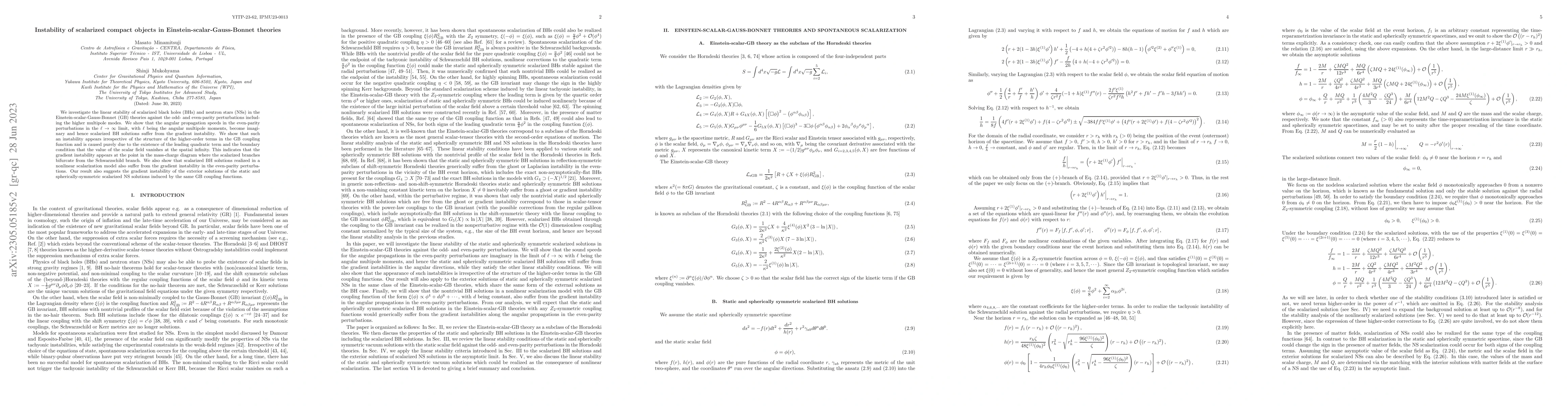 Thumbnail for Instability of scalarized compact objects in
  Einstein-scalar-Gauss-Bonnet theories