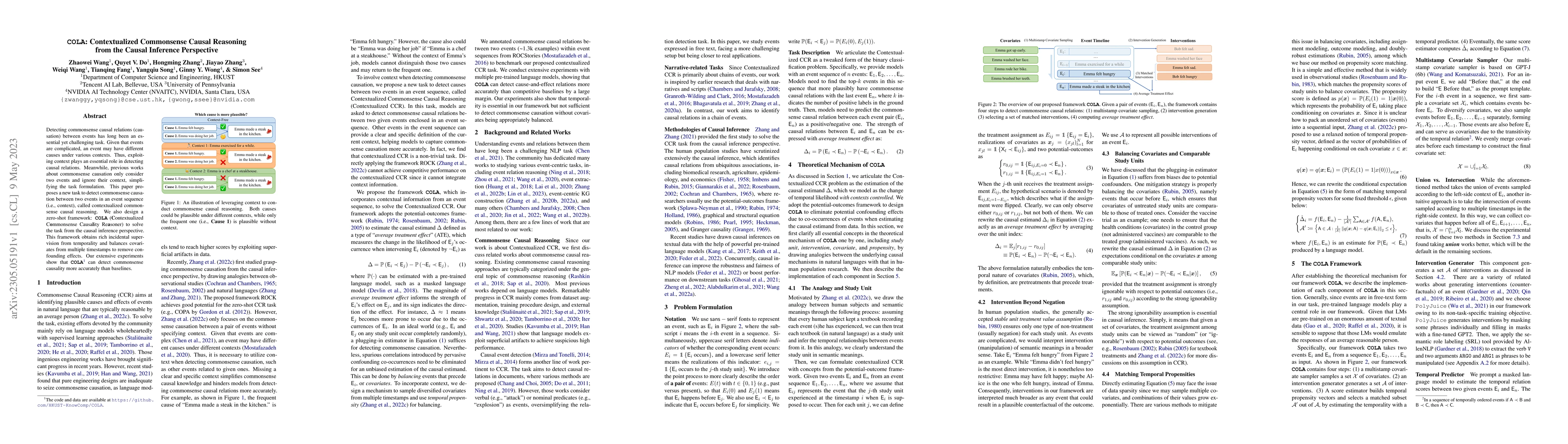 Thumbnail for COLA: Contextualized Commonsense Causal Reasoning from the Causal
  Inference Perspective