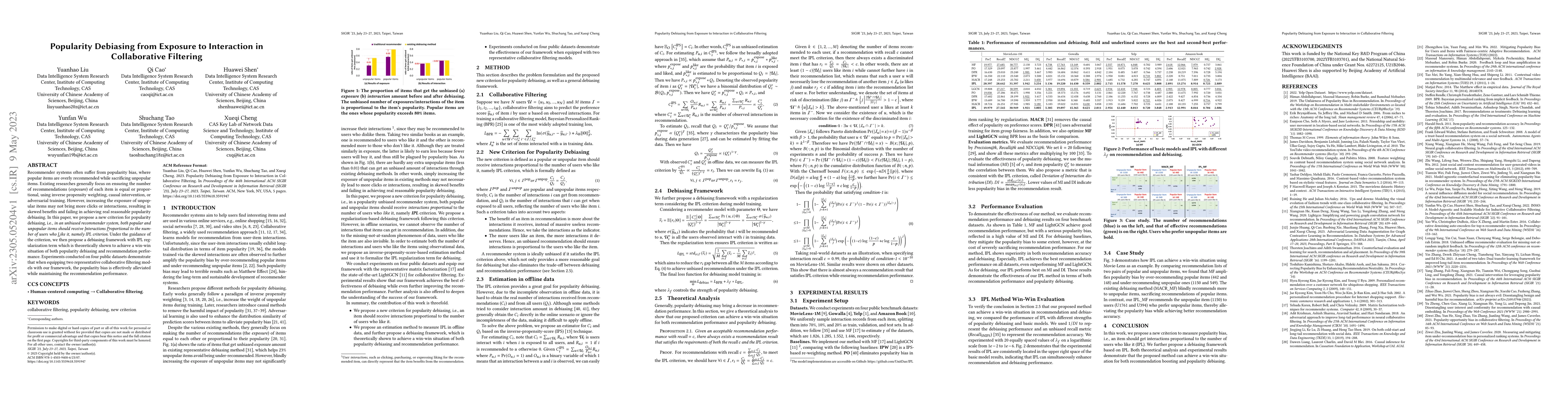 Thumbnail for Popularity Debiasing from Exposure to Interaction in Collaborative
  Filtering